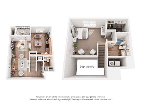 Floor plan for 1 bed, 1.5 baths, 1078 sqft